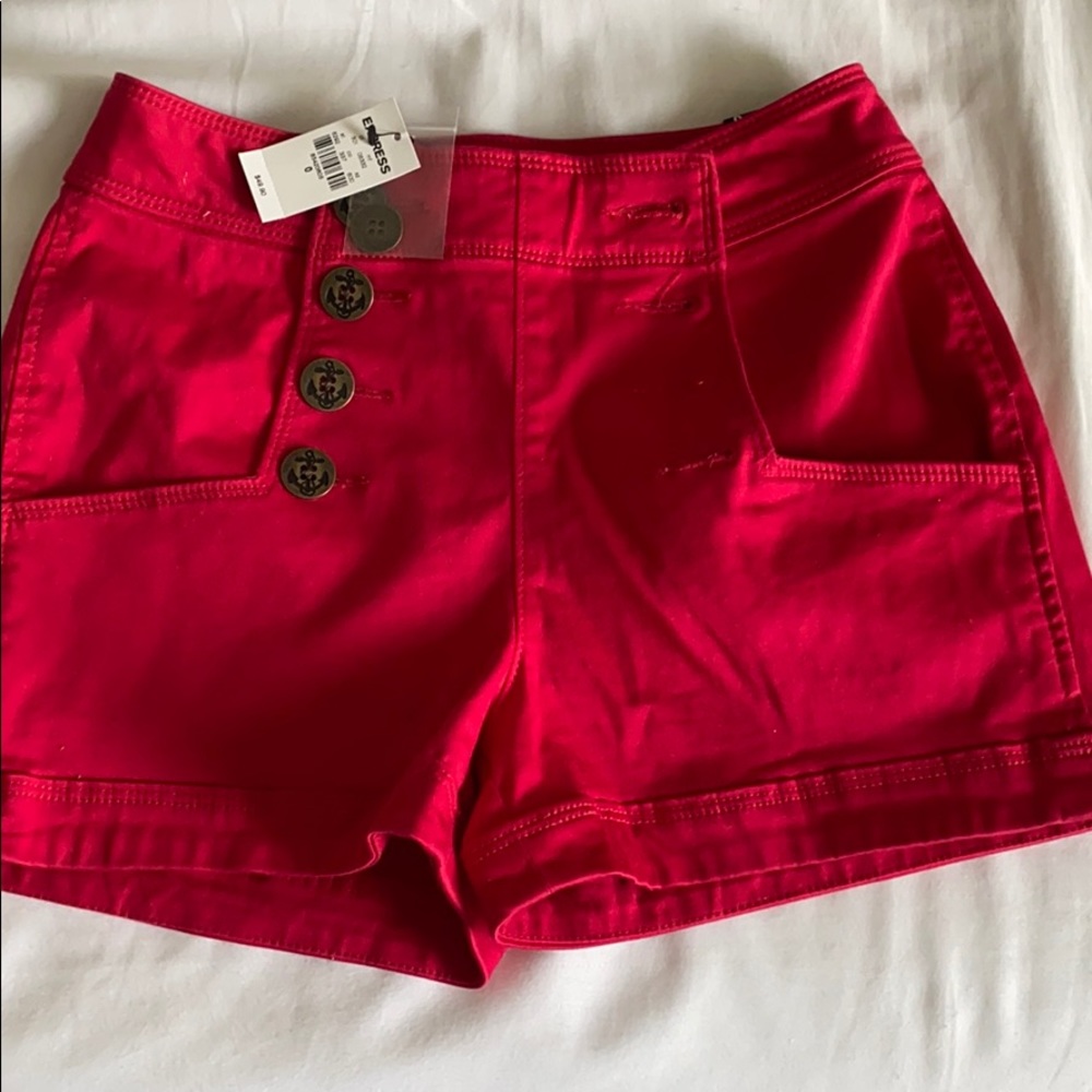 Express high waisted red shorts size 0